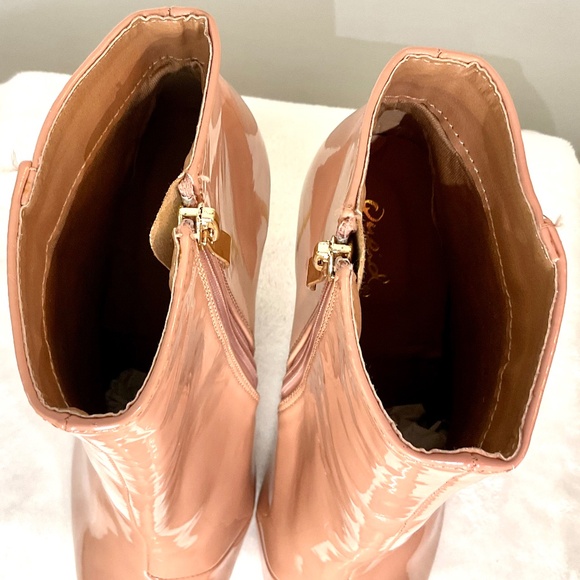 Qupid Blush Pink Patent Leather High Heel Stiletto Pointy Toe Ankle Boot  sz 7 - Picture 7 of 15